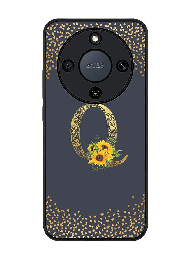 For Honor X9d / Magic8 Lite / X70 Case,Slim fit Camera Protection, Shockproof Thin Phone cover  - Custom Floral Monogram - Q  (Grey )
